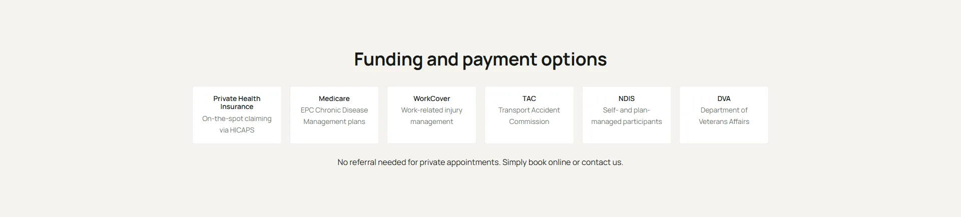 Hillview Physiotherapy Group — Redesigned Website — Contact Section (Desktop)