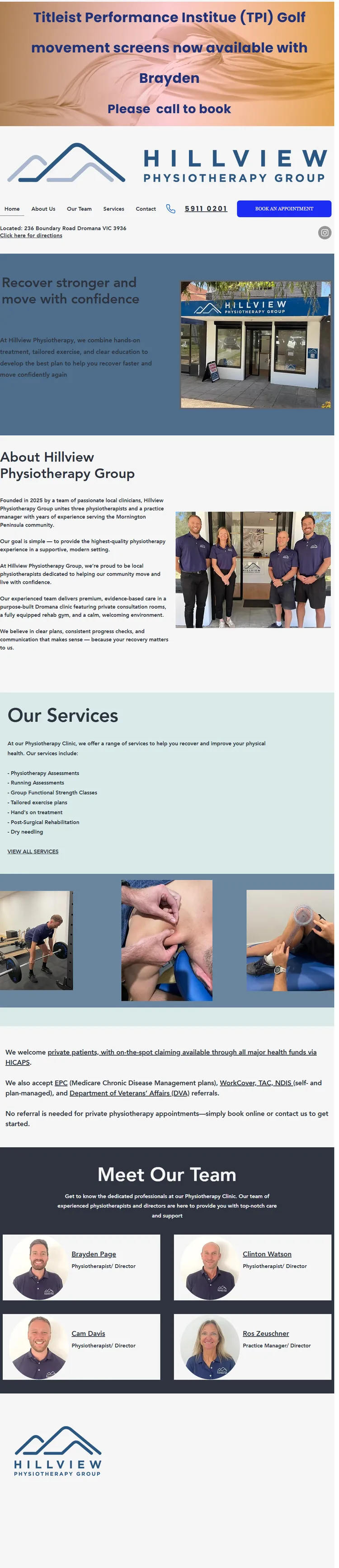 Hillview Physiotherapy Group — Original Website — Mobile